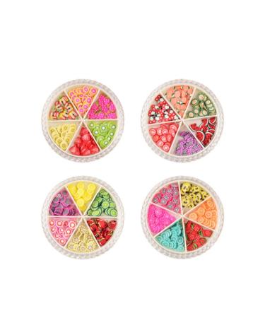 Lurrose 4 Boxes Fruit Pattern Nail Art Decor Slices Colorful DIY Nail Art Decoration for Girls Female Students