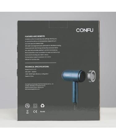 Ion Hair Dryer | Confu 1800W Portable Travel Hairdryer with Styling Nozzles Diffuser 3 Temperature Settings & Adjustable Speed - Powerful Salon Performance - Buy Online on GoSupps.com