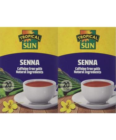 Tropical Sun Senna 20 Tea Bags Caffeine Free with Natural Ingredients (Pack of 2) 20 Count (Pack of 2)