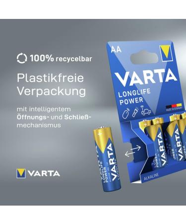 Varta Longlife Power AA Alkaline Batteries LR6 - 10 Pack | Reliable Performance for All Devices - Buy Online on GoSupps.com