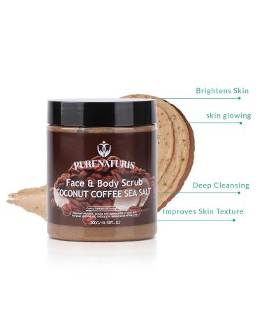 Coconut Coffee Sea Salt Scrub - Exfoliating & Hydrating Face & Body Scrub with Natural Ingredients | 10.58 oz International Shipping - Buy Online on GoSupps.com