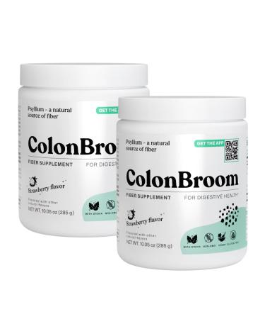 ColonBroom Psyllium Husk Powder - Colon Cleanse for Bloating Relief & Gut Health - Fiber Powder Drink - Easy to Mix - Vegan, Gluten Free, Non-GMO - Strawberry (100 Servings) 10.05 Ounce (Pack of 2)