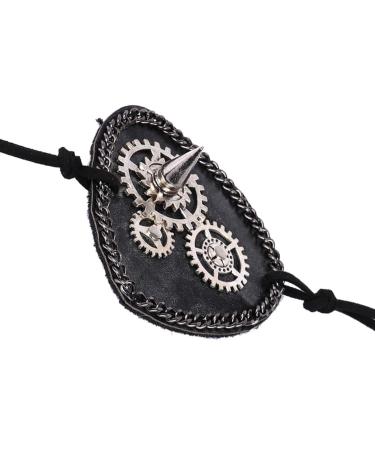 FRCOLOR halloween eye mask eye mask halloween black eye patch pirate eye patches steampunk eye patch vintage eye patch prom props gear clock single eye mask Decor Blindfold rivet decorate M Black