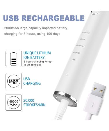 FULLBELL Sonic Electric Toothbrush - Smart Clean Modes Rechargeable Oral Health & Whitening (White - Buy Online on GoSupps.com