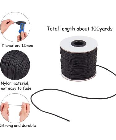 100 Yards Black Nylon Cord for Wind Chimes, Roman Rollers & Beading - 1.5mm Black - Buy Online on GoSupps.com
