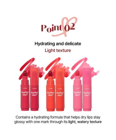 ETUDE Dear Darling Marker Tint #1 Raspberry Pop | Hydrating Long Lasting Lip Stain | High Pigmented Korean Lip Tint | Easy Application Red Lip Maker - Buy Online on GoSupps.com