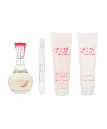 Paris Hilton Can Can By Paris Hilton | 4 Piece Gift Set - 3.4 Oz Eau De Parfum Spray 0.34 Oz Eau De Parfum Spray 3.0 Oz Body Lotion 3.0 Oz Shower Gel | Fragrance For Women
