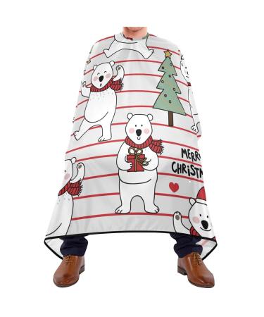 Waterproof Barber Cape -Polar Bear Christmas Tree Animal Cheetah Haircut Bib for Men Unisex Hair Cutting Cape(8rp1a)