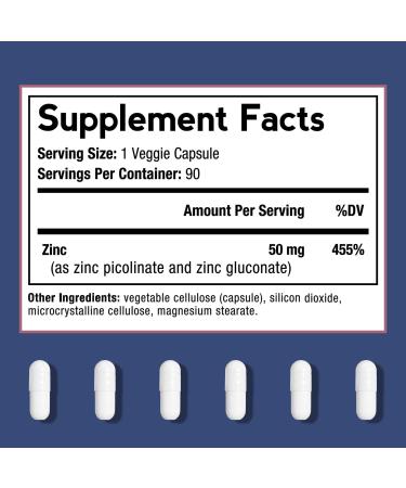 Doctor's Recipes Chelated Zinc 50mg - Immune Support & Antioxidant Health - 90 Veggie Caps - Buy Online on GoSupps.com