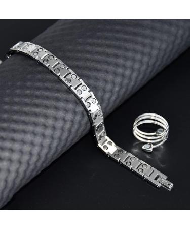 Vicmag Titanium Steel Magnetic Bracelet for Women - Ultra Strength Double Row Silver with Removal Tool - Perfect Gift - Buy Online on GoSupps.com