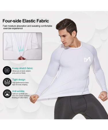 MEETYOO Men's Compression Long Sleeve Athletic Shirt - White | Medium Size - Buy Online on GoSupps.com