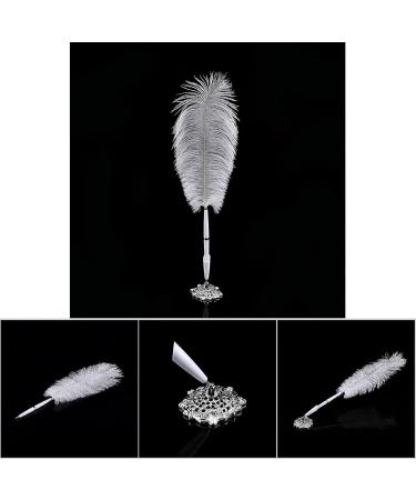 Quill Pen - Ostrich Feather Wedding Signing Pen with Metal Holder | Gold & Silver Options Available - Buy Online on GoSupps.com