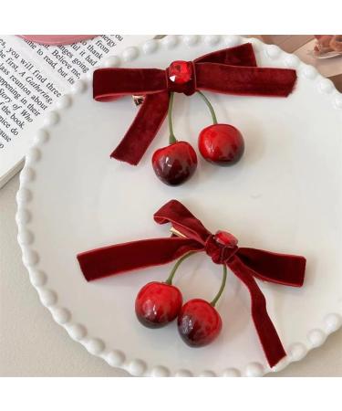 Hair Clips Red Fruit Ribbon Hair Clip Bowknot Hair Pin For Girls Women Girls Hair Accessories Cherry Bow Tie Bead Ball Hair Clip for Toddler Girls Christmas Gifts for Girls Red - Buy Online on GoSupps.com