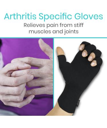 Vive Rheumatoid Arthritis Gloves - Fingerless Compression Wrap for Men and Women - Hand Pain Relief for Osteoarthritis - Black Medium - Buy Online on GoSupps.com