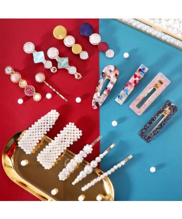 Hingwah Pearls & Resin Hair Clips Set | Handmade Barrettes & Bobby Pins for Women | Elegant Gold Hair Accessories & Gifts - Buy Online on GoSupps.com