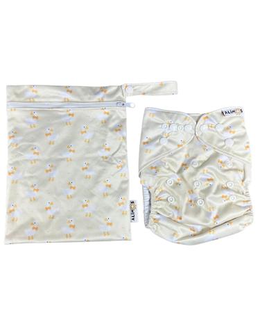 Alimos Swim Nappy and Waterproof Bag Washable Reusable for Happy Baby (0-3 Years) UK Brand (Duck)