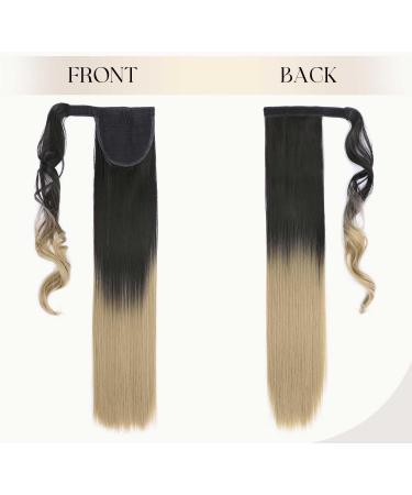 S-noilite Trendy 23 Straight Wrap Around Ponytail Clip in Hair Extension - Dark Brown to Ash Blonde (23 Inch) | Long Popluar Style - Buy Online on GoSupps.com