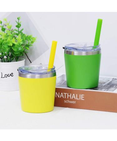 Colorful PoPo Stainless Steel Mom and Kids Tumbler Set - Stackable Toddler Cups with Lid and Straws - 8oz (Green Yellow) - Buy Online on GoSupps.com