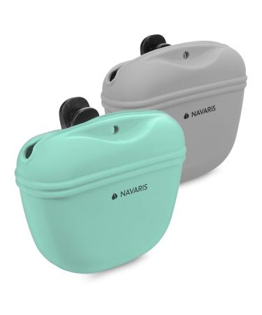 Navari's dog lining bags made of silicone 2 -Set - 2x snack bag with clip and magnet - feed pocket treats dry lining wet food gray & blue - Buy Online on GoSupps.com