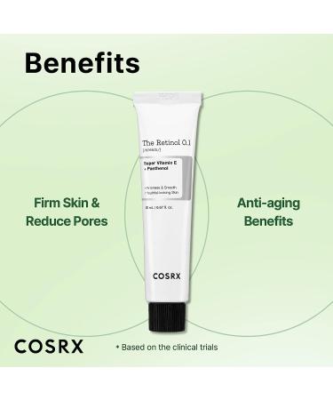 COSRX Retinol 0.1 Cream - Anti-Aging Treatment for Face | Reduce Wrinkles & Fine Lines | Day & Night Skincare | Cruelty-Free | Korean Skincare - Buy Online on GoSupps.com