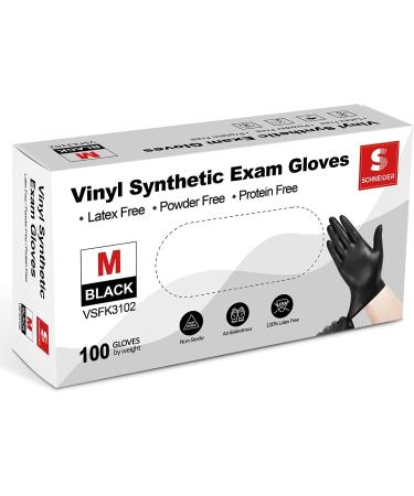 Schneider Black Vinyl Exam Gloves  4 mil  Disposable Latex-Free Plastic Gloves for Medical  Cooking & Cleaning  100-ct Box Large (Pack of 100) 100 - Buy Online on GoSupps.com
