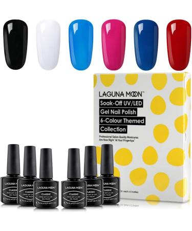 Lagunamoon Gel Nail Polish Set - Red Black White Colors - Long Lasting Salon Quality - UV LED Light - 8ml Hot Lips - Manicure Gift Set - Buy Online on GoSupps.com