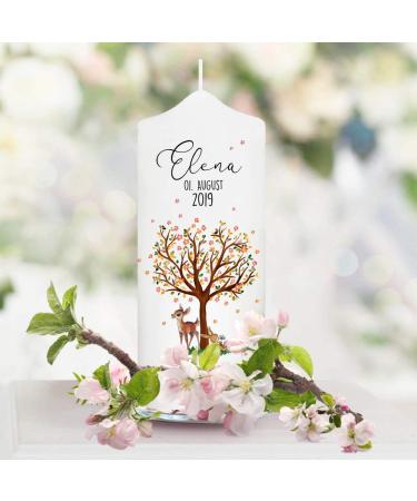 Personalized Wall Sticker Baptismal Candle for Boys - 25cm x 7cm | Unique Motif with Tree Deer & Rabbit | Ideal Individual Baptism Gift - Buy Online on GoSupps.com