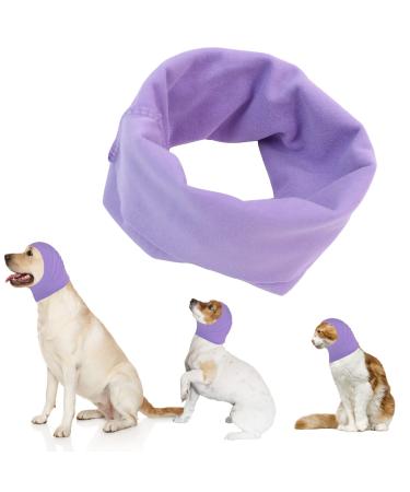 Dog snood dog earmaker for dog hearing protection dog hoodie for dog neck and ear warmer dog ear protector noise protection pet snood for dogs and cats bathing m violet