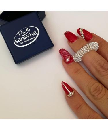 Sanaviva Acupressure Ring Set - 4 Silver Finger Massage Rings for Enhanced Blood Flow - Ying Yang Energy Therapy - Buy Online on GoSupps.com