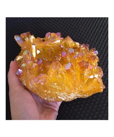 Natural Crystal Rough 1840g Light Orange Aura Quartz Crystal Titanium Bismuth Silicon Cluster Rainbows Natural Stones and Minerals
