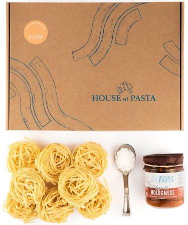 Pasta Recipe Kit - Fettuccine with Bolognese Rag | Double Portion Gourmet Italian Artisan Dried Egg Pasta Served with Finest Italian Sauce | Restaurant-Quality Dish Ready in 6 Minutes C. Fettuccine with Bolognese Rag