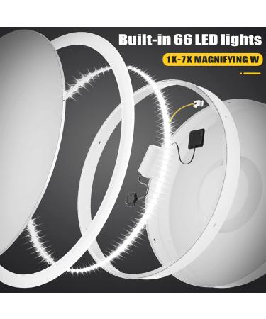 ENERRGECKO Makeup Vanity Mirror with 66 LED Lights - Rechargeable 7-Inch Professional Mirror with 66 Pro- 180 Degree Rotation for Dimmable - Buy Online on GoSupps.com