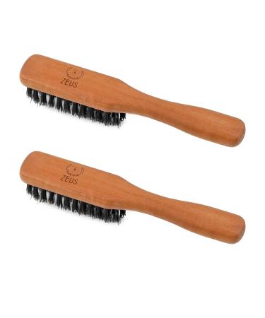 ZEUS 100% Boar Bristle Beard and Moustache Brush with Handle for Untangling Beard Hairs - Made in Germany (2 PACK (SOFT & FIRM))