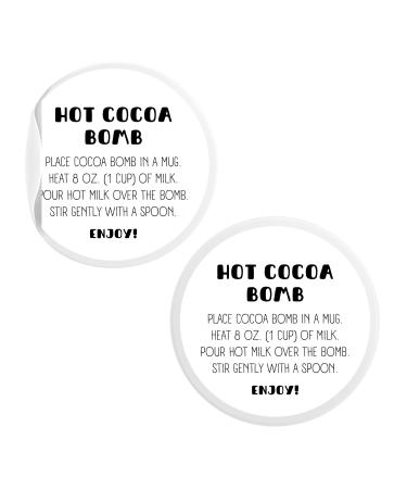 Hot Cocoa Bomb Instruction Sticker Tags | 30 Pack | Hot Cocoa Bomb Supplies | Basic Black and White Design