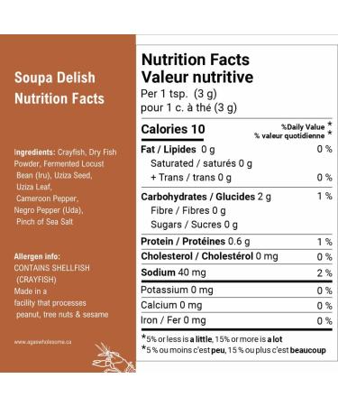 Aga's Wholesome Soupa Delish 100g West Africa Soup Seasoning Fermented Locust Bean Crayfish Fish Powder Native African Spices Nigerian Soup Spice Low Sodium & MSG Free Natural Spices Native African Spices Gluten Free Non-Irradiated GMO Free - Buy Online on GoSupps.com