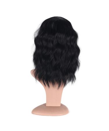 Buy Greenmirr Short Black BOB Wavy Wig with Bangs 14in Heat Resistant Synthetic Hair for Women | International Shipping Available - Buy Online on GoSupps.com