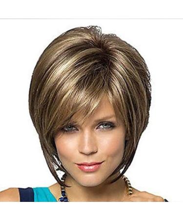 Fleurapance woman women supernatural short straight wig bobo head bob - style stylish synthetic heat resistant like real hair with pony attractive fashionable lured wigs