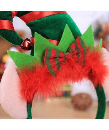 Unicra Christmas Headband Elves Hats Headband Green Feather Headwear Hair Piece Halloween Hair Accessories for Christmas - Buy Online on GoSupps.com