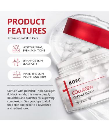 KOEC Deep Triple Collagen Capsule Cream Face Moisturizer with Niacinamide Hydrating & Firming Tightening Daily Face Cream Korean Skincare Stocking Stuffers for Women 1.76 FL OZ - Buy Online on GoSupps.com