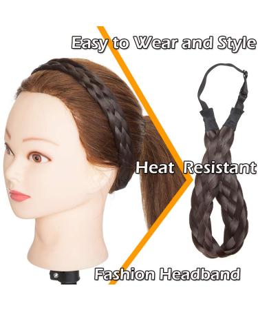 Silk-Co Dark Brown 5-Strand Braided Headband | Women's Vintage Elastic Hair Band & Braids Extensions for Weddings - Buy Online on GoSupps.com