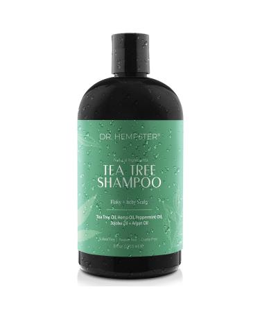 Dr. Hempster Tea Tree Oil Shampoo - 8 oz - Hemp Oil Shampoo for Itchy, Flaking Scalp - with Peppermint, Argan, and Jojoba Oils - Cleansing Wash for All Hair Types - Anti Thinning