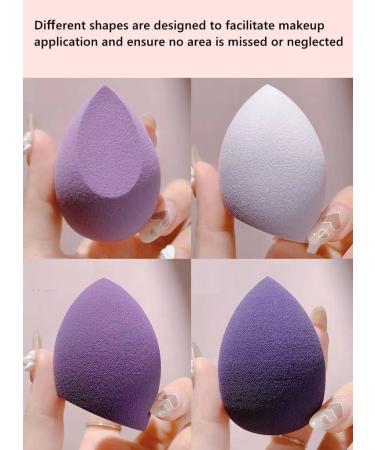 Stianiiile Makeup Sponge Set of 4 Latex Free Blender Beauty for Liquid Cream and Powder Soft and Flexible Beauty Sponges Super Soft Beauty Cosmetic 4 Purple - Buy Online on GoSupps.com
