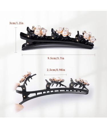 4PCS Sparkling Crystal Stone Braided Hair Clips with Pearl Shaped Duckbill Clip for Women/Girls - Buy Online on GoSupps.com