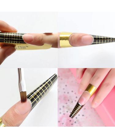 Pack of 100 Self-Adhesive Nail Stencils for Gel Extensions - Golden Modeling Stencil Set for Perfect Nail Art - Buy Online on GoSupps.com