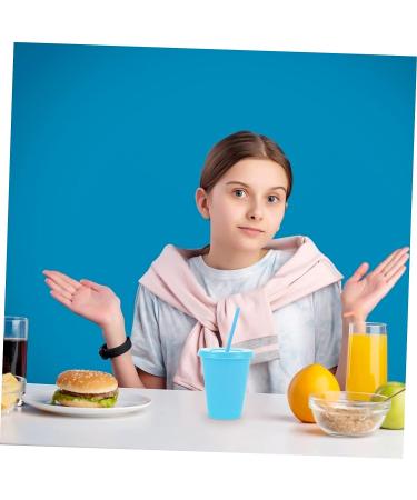 Luxshiny Kids Plastic Sippy Cup - Clear Water Bottle with Straw for Sports, Iced Coffee, and Milk - BPA-Free Children's Drinking Bottle - Blue - 12X10.2CM - Buy Online on GoSupps.com