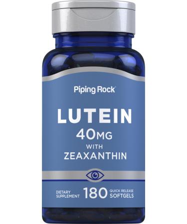 Piping Rock Lutein and Zeaxanthin Supplement | 40 mg | 180 Softgels | Eye Vitamins from Marigold Flower Extract | Non-GMO Gluten Free