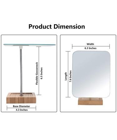 YEAKE Flexible Gooseneck Bamboo Vanity Makeup Mirror360Rotation 8 Large Frameless Vanity Mirror Folding Portable Table Desk Mirror with Stand Bathroom Shaving Make Up Mirrors Rectangle Large (Pack of 1) Bamboo Flexible  - Buy Online on GoSupps.com