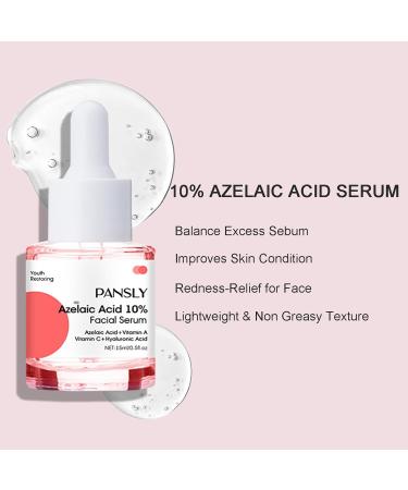 Azelaic Acid Serum 10% - Redness Relief & Skin Balance | Hyaluronic Acid Facial Serum - 0.5oz for All Skin Types - Buy Online on GoSupps.com