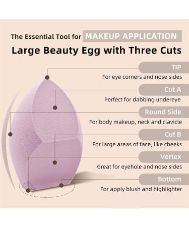 Dolovemk | Extra Large Beauty Egg Blender Makeup Sponge Face Foundation Blending Puffs Height:8.5cm(Dry)/10cm(Wet) (Purple) - Buy Online on GoSupps.com