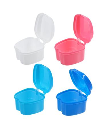 4 pieces of prosthesis box with filter layer containers Accessories Travel accessories toothed pool Controllable cup Travel prosthesis case retainer case.